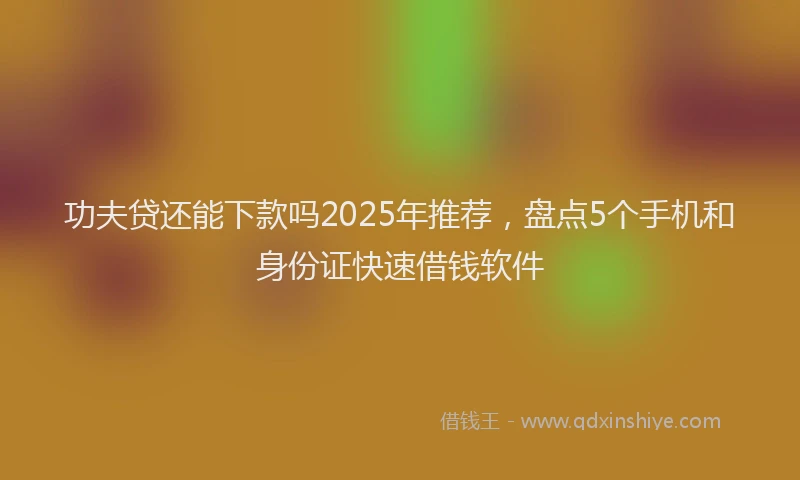 功夫贷还能下款吗2025年推荐，盘点5个手机和身份证快速借钱软件