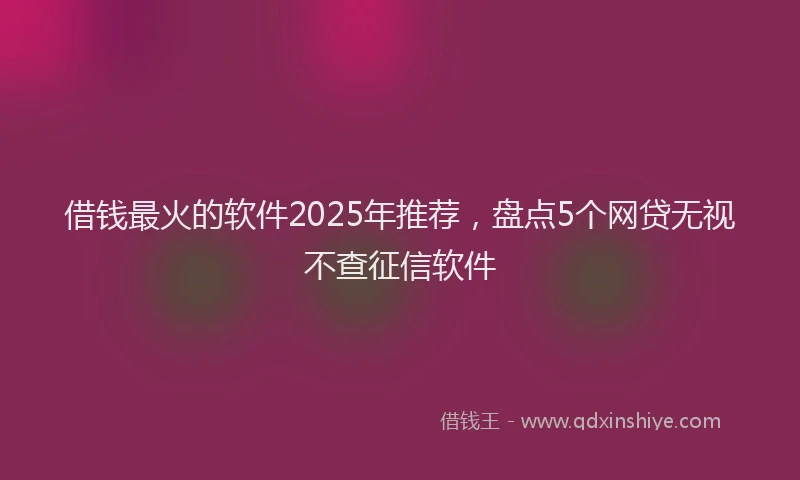 借钱最火的软件2025年推荐，盘点5个网贷无视不查征信软件