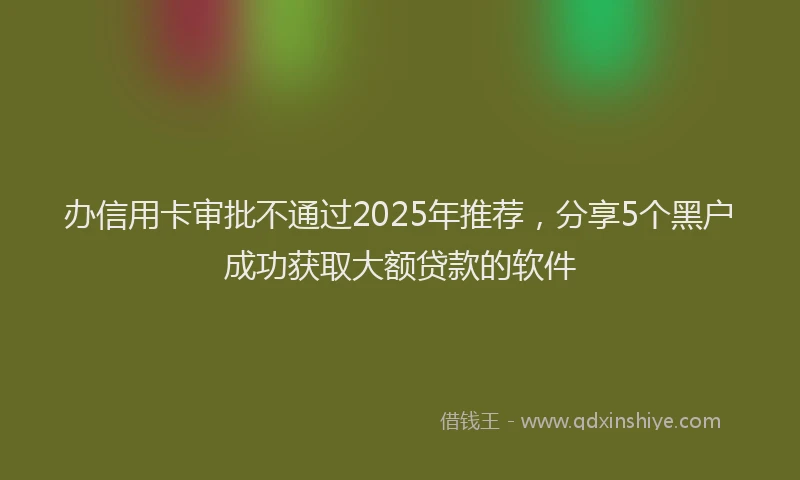 办信用卡审批不通过2025年推荐，分享5个黑户成功获取大额贷款的软件