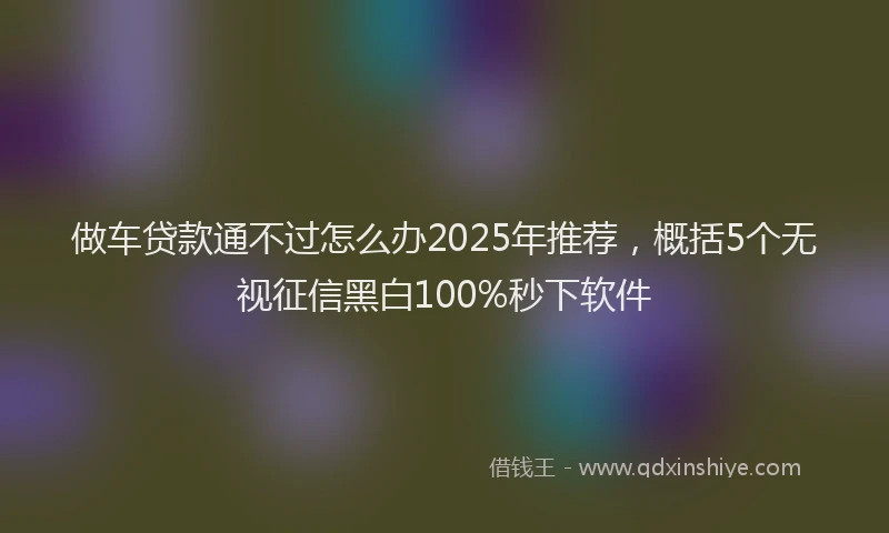 做车贷款通不过怎么办2025年推荐，概括5个无视征信黑白100%秒下软件