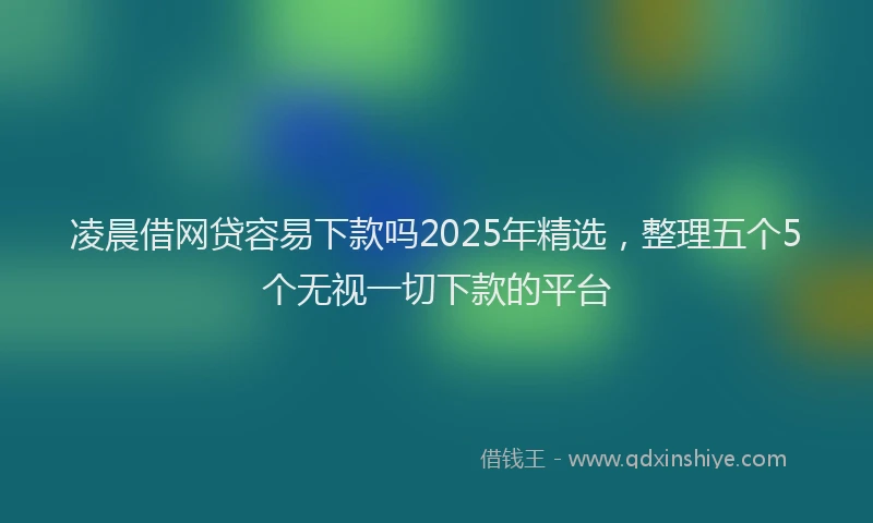 凌晨借网贷容易下款吗2025年精选，整理五个5个无视一切下款的平台