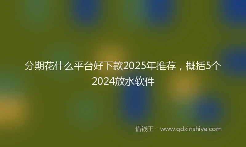 分期花什么平台好下款2025年推荐，概括5个2024放水软件