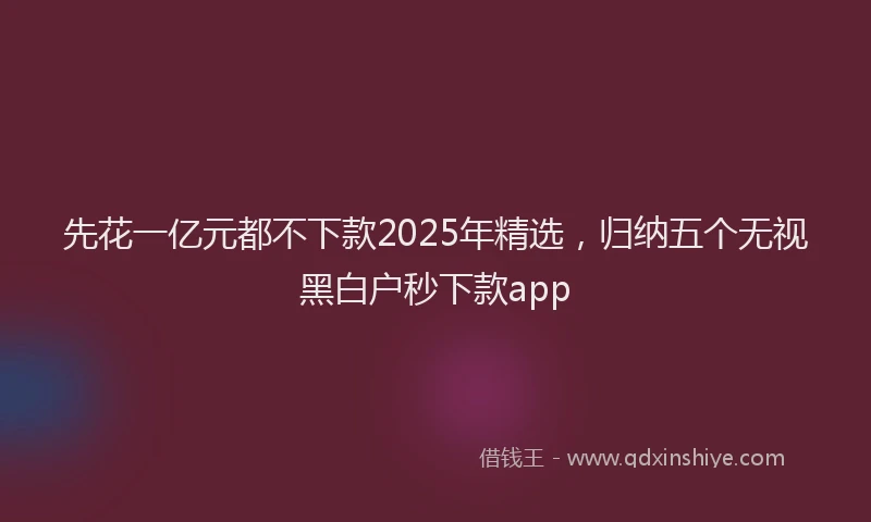 先花一亿元都不下款2025年精选，归纳五个无视黑白户秒下款app