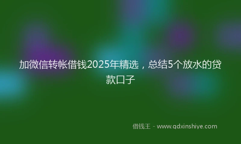 加微信转帐借钱2025年精选，总结5个放水的贷款口子