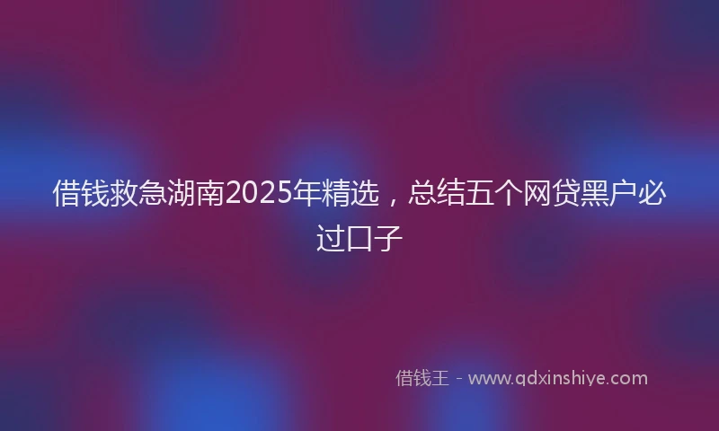 借钱救急湖南2025年精选，总结五个网贷黑户必过口子