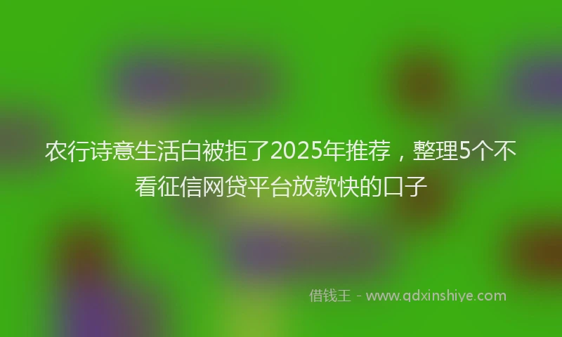 农行诗意生活白被拒了2025年推荐，整理5个不看征信网贷平台放款快的口子