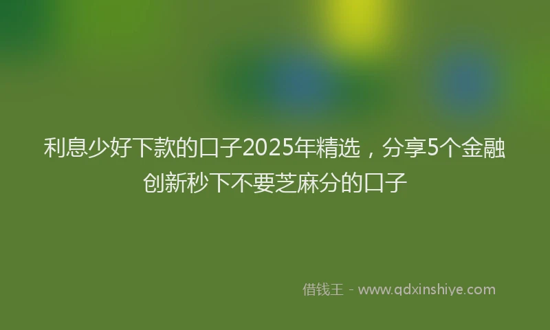 利息少好下款的口子2025年精选，分享5个金融创新秒下不要芝麻分的口子