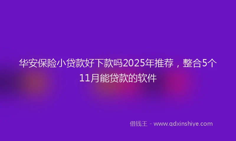 华安保险小贷款好下款吗2025年推荐，整合5个11月能贷款的软件