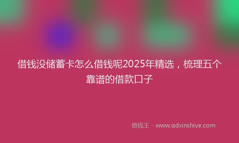 借钱没储蓄卡怎么借钱呢2025年精选，梳理五个靠谱的借款口子