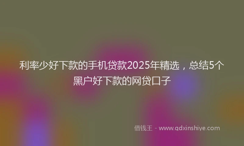 利率少好下款的手机贷款2025年精选，总结5个黑户好下款的网贷口子
