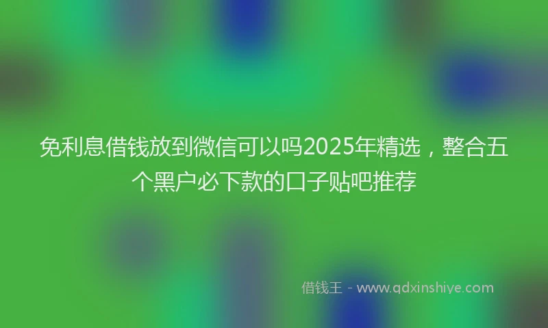 免利息借钱放到微信可以吗2025年精选，整合五个黑户必下款的口子贴吧推荐