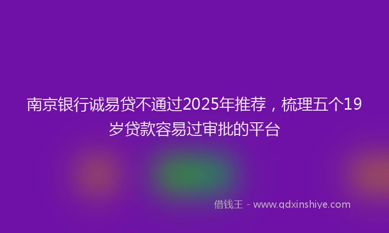 南京银行诚易贷不通过2025年推荐，梳理五个19岁贷款容易过审批的平台