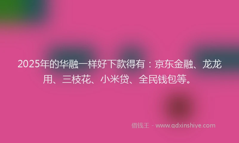 2025年的华融一样好下款得有：京东金融、龙龙用、三枝花、小米贷、全民钱包等。