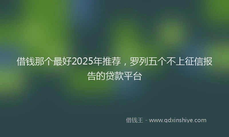 借钱那个最好2025年推荐，罗列五个不上征信报告的贷款平台