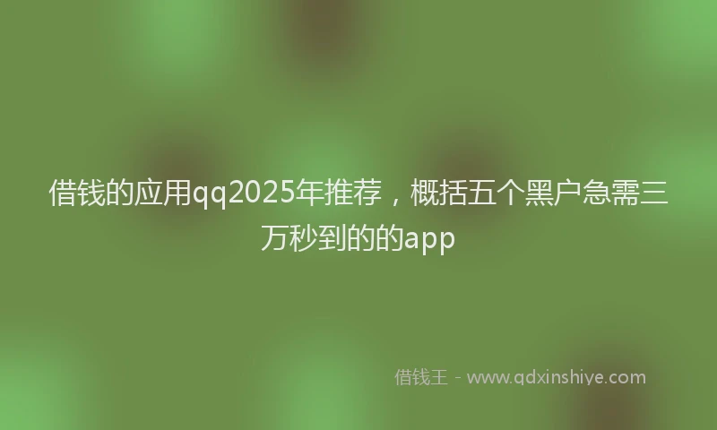 借钱的应用qq2025年推荐，概括五个黑户急需三万秒到的的app