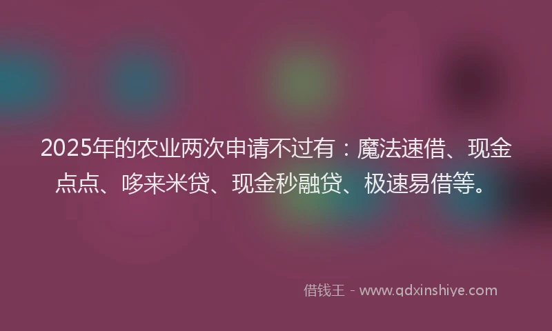 2025年的农业两次申请不过有：魔法速借、现金点点、哆来米贷、现金秒融贷、极速易借等。