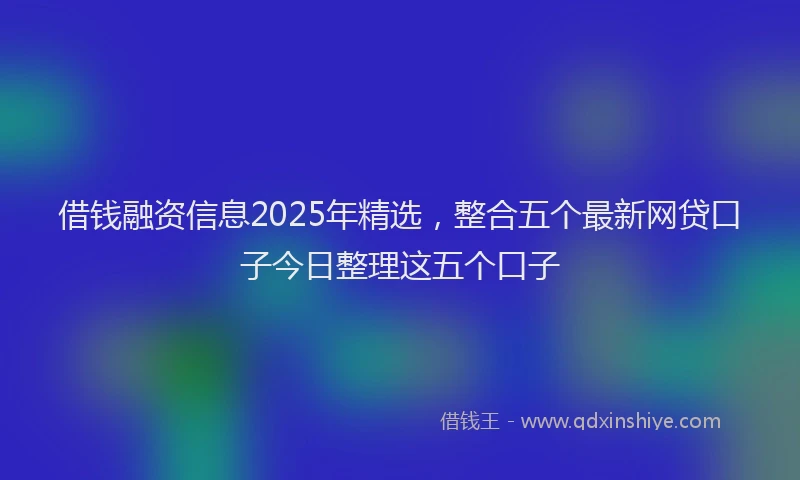 借钱融资信息2025年精选，整合五个最新网贷口子今日整理这五个口子