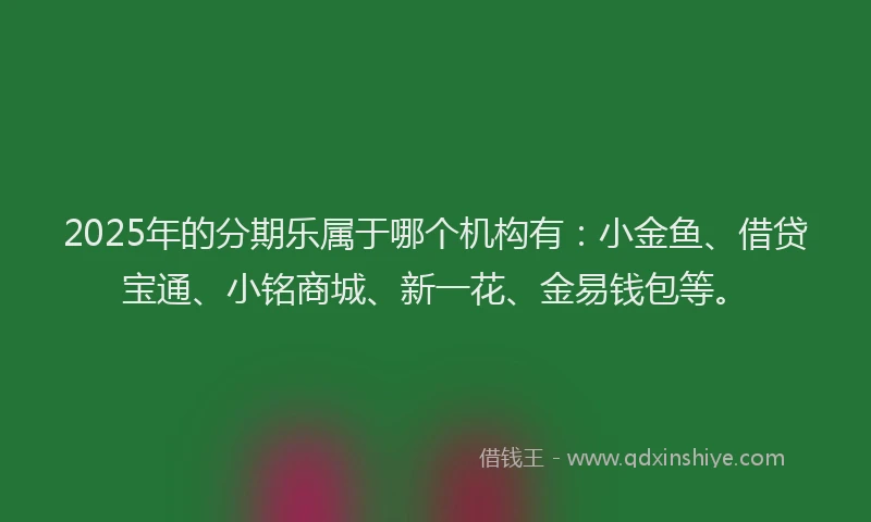 2025年的分期乐属于哪个机构有：小金鱼、借贷宝通、小铭商城、新一花、金易钱包等。