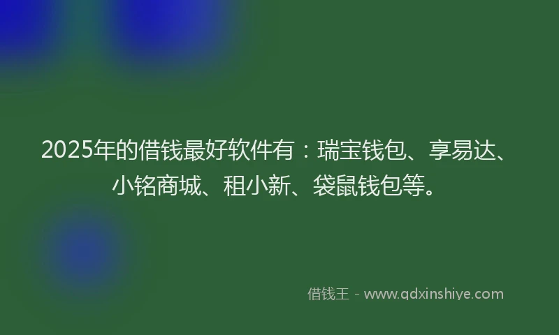 2025年的借钱最好软件有：瑞宝钱包、享易达、小铭商城、租小新、袋鼠钱包等。