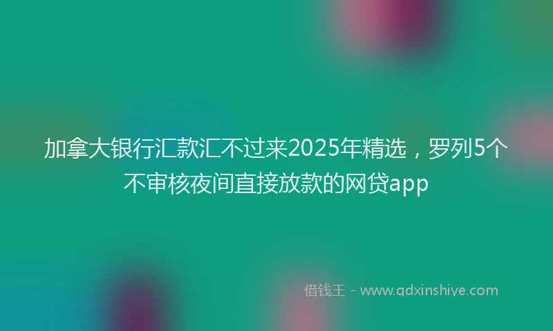 加拿大银行汇款汇不过来2025年精选，罗列5个不审核夜间直接放款的网贷app