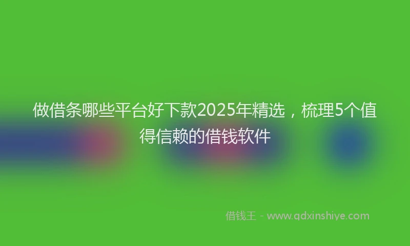 做借条哪些平台好下款2025年精选，梳理5个值得信赖的借钱软件