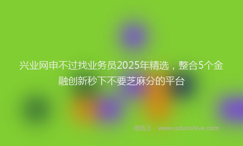 兴业网申不过找业务员2025年精选，整合5个金融创新秒下不要芝麻分的平台