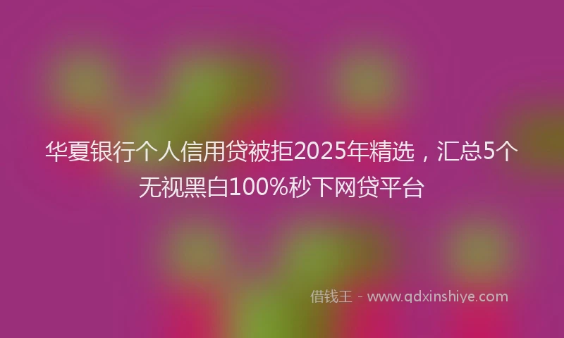 华夏银行个人信用贷被拒2025年精选，汇总5个无视黑白100%秒下网贷平台