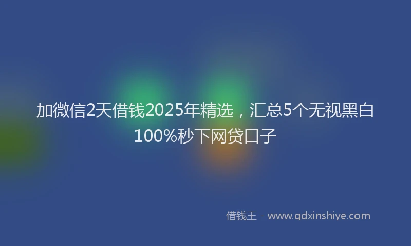 加微信2天借钱2025年精选，汇总5个无视黑白100%秒下网贷口子