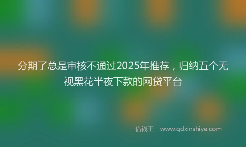 分期了总是审核不通过2025年推荐，归纳五个无视黑花半夜下款的网贷平台