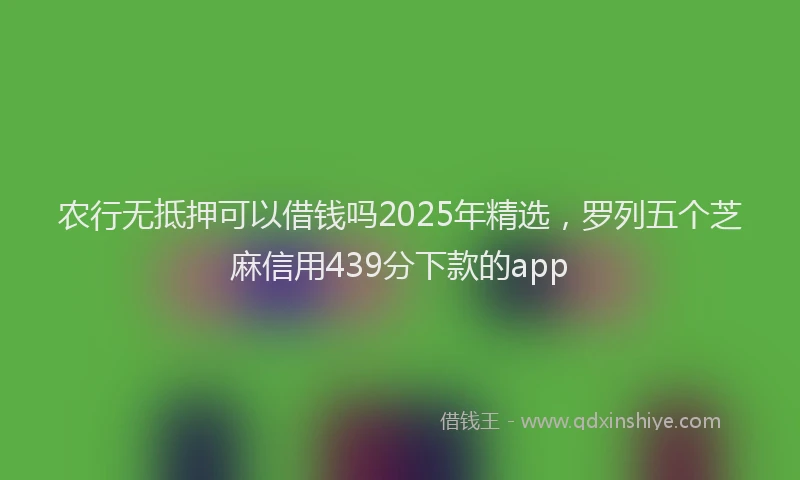农行无抵押可以借钱吗2025年精选，罗列五个芝麻信用439分下款的app