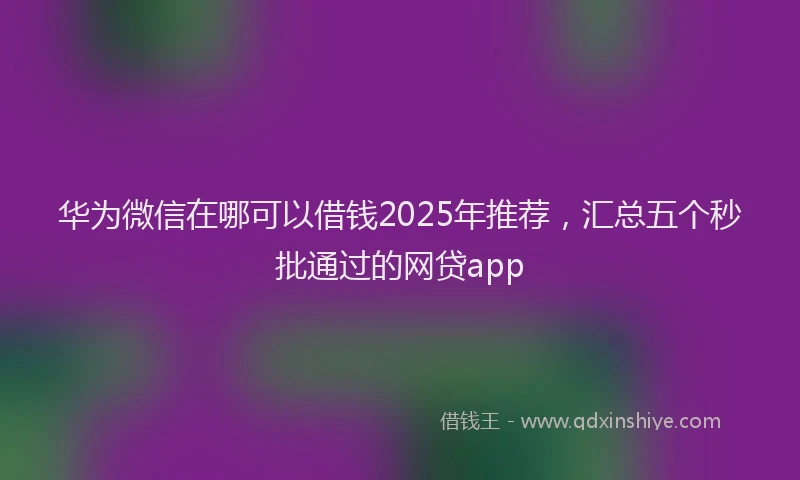 华为微信在哪可以借钱2025年推荐，汇总五个秒批通过的网贷app