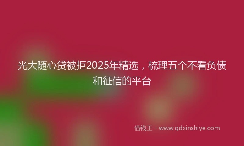 光大随心贷被拒2025年精选，梳理五个不看负债和征信的平台