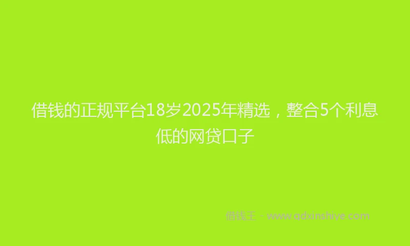 借钱的正规平台18岁2025年精选，整合5个利息低的网贷口子