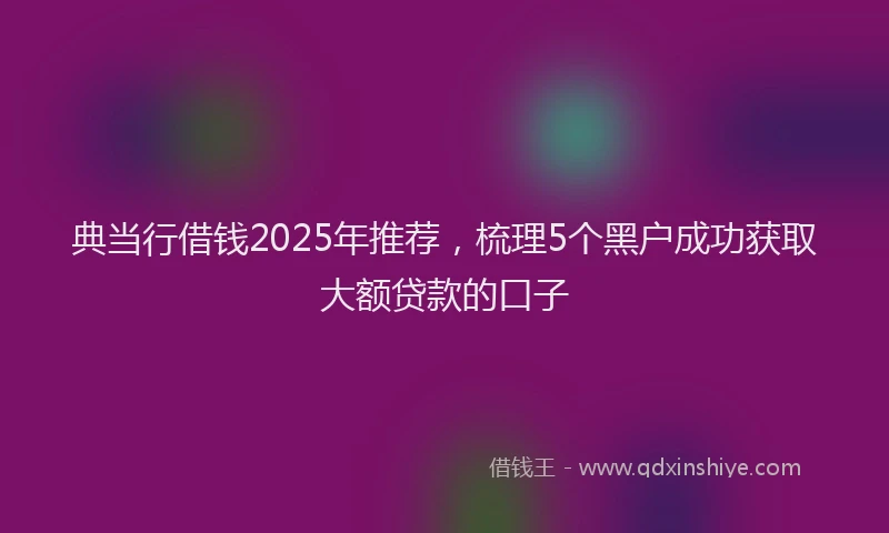 典当行借钱2025年推荐，梳理5个黑户成功获取大额贷款的口子