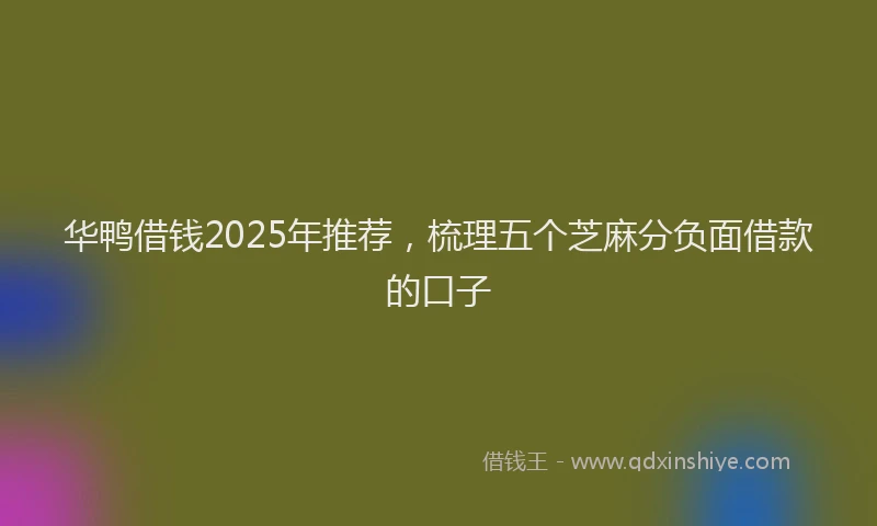 华鸭借钱2025年推荐，梳理五个芝麻分负面借款的口子