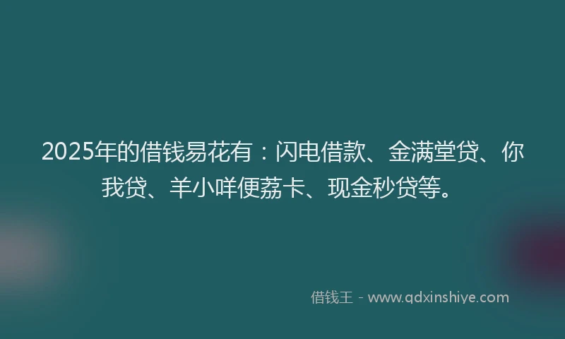 2025年的借钱易花有：闪电借款、金满堂贷、你我贷、羊小咩便荔卡、现金秒贷等。