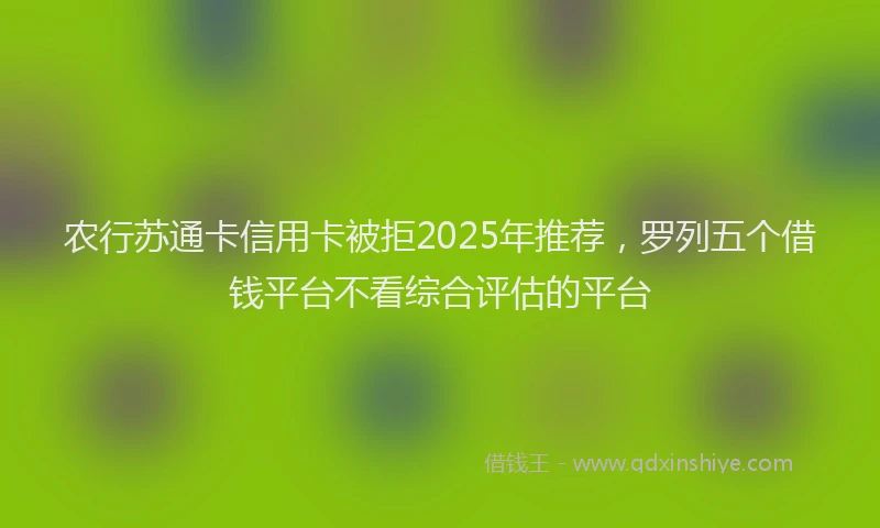 农行苏通卡信用卡被拒2025年推荐，罗列五个借钱平台不看综合评估的平台
