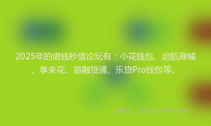 2025年的借钱秒借论坛有：小花钱包、启航商城、享来花、易融贷通、乐贷Pro钱包等。