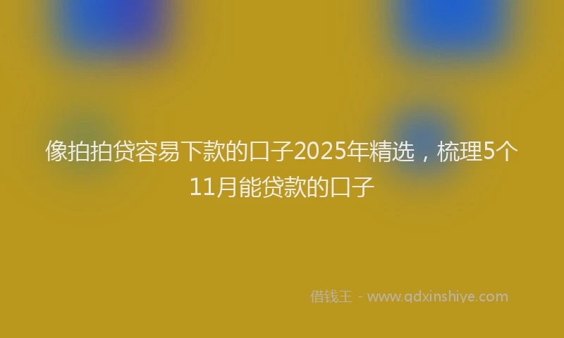 像拍拍贷容易下款的口子2025年精选，梳理5个11月能贷款的口子