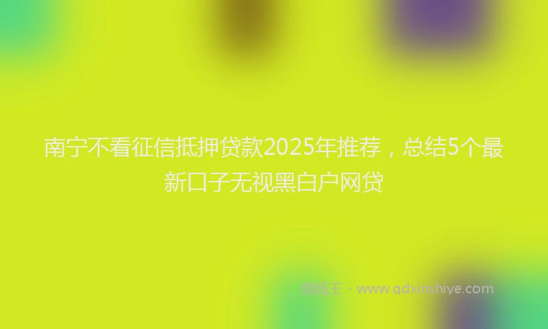 南宁不看征信抵押贷款2025年推荐，总结5个最新口子无视黑白户网贷