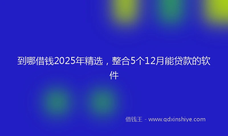 到哪借钱2025年精选，整合5个12月能贷款的软件