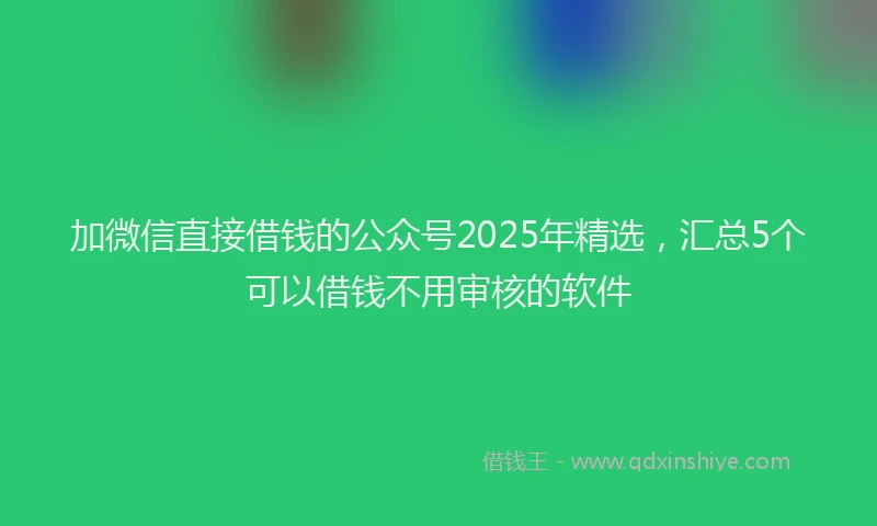 加微信直接借钱的公众号2025年精选，汇总5个可以借钱不用审核的软件
