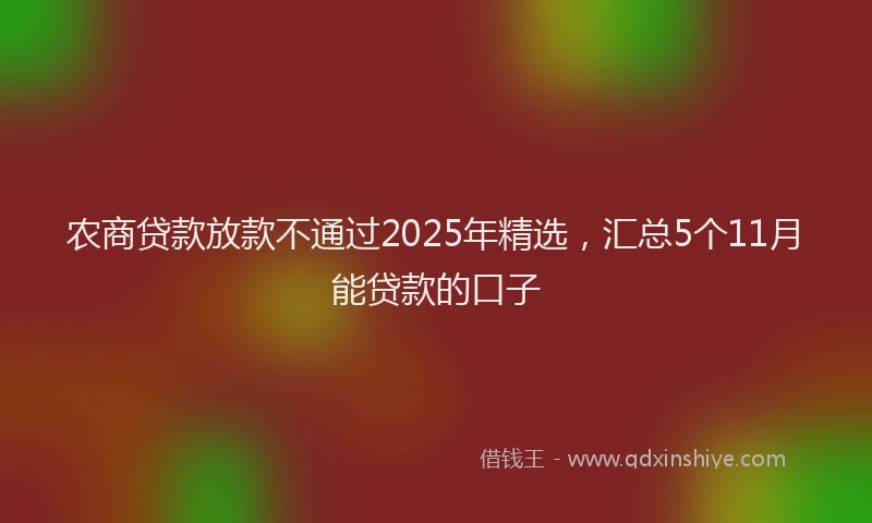 农商贷款放款不通过2025年精选，汇总5个11月能贷款的口子