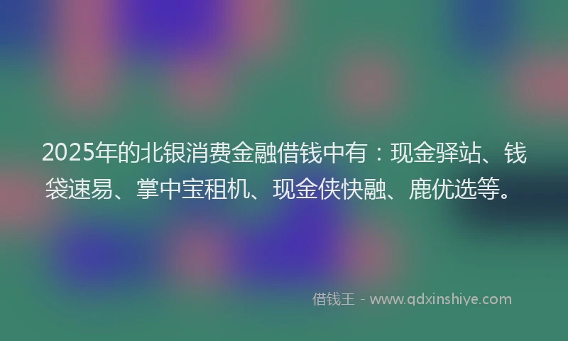 2025年的北银消费金融借钱中有：现金驿站、钱袋速易、掌中宝租机、现金侠快融、鹿优选等。
