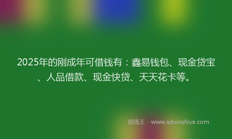 2025年的刚成年可借钱有：鑫易钱包、现金贷宝、人品借款、现金快贷、天天花卡等。