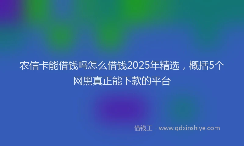 农信卡能借钱吗怎么借钱2025年精选，概括5个网黑真正能下款的平台