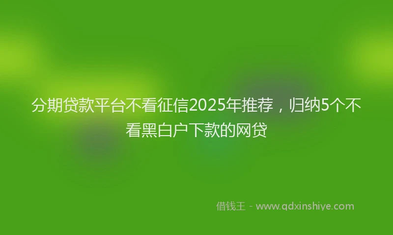 分期贷款平台不看征信2025年推荐，归纳5个不看黑白户下款的网贷
