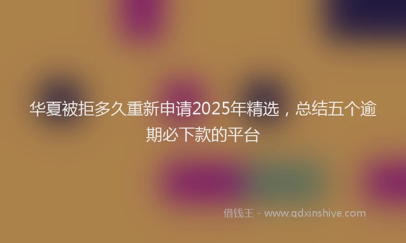 华夏被拒多久重新申请2025年精选，总结五个逾期必下款的平台