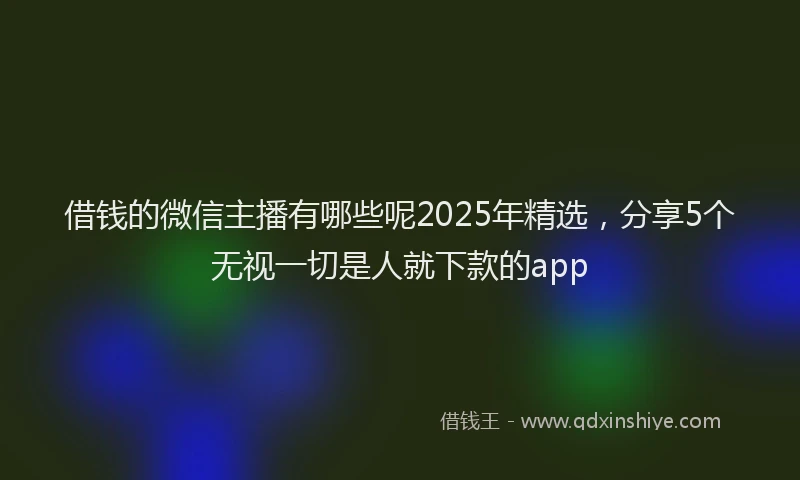 借钱的微信主播有哪些呢2025年精选，分享5个无视一切是人就下款的app