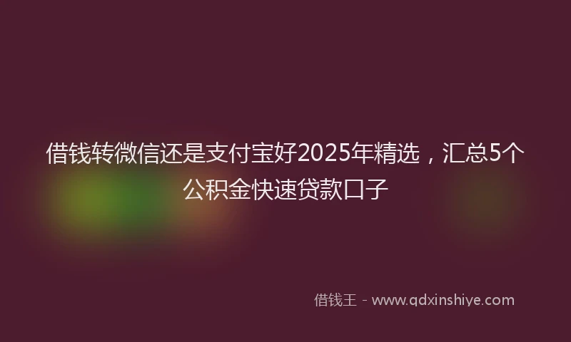 借钱转微信还是支付宝好2025年精选，汇总5个公积金快速贷款口子